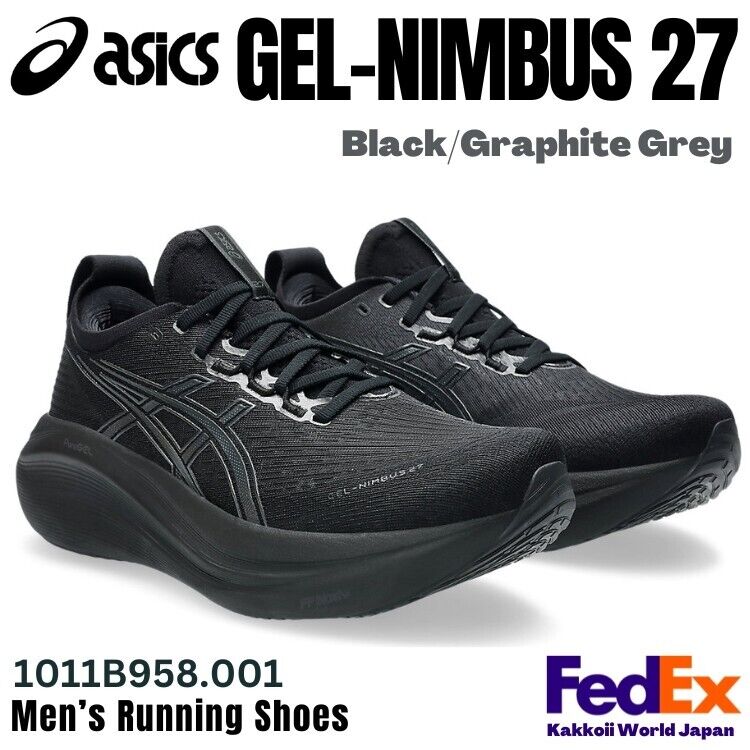 ASICS Men's Running Shoes GEL-NIMBUS 27 Black/Graphite Grey ASICS Men's Running Shoes GEL-NIMBUS 27 Black/Graphite Grey