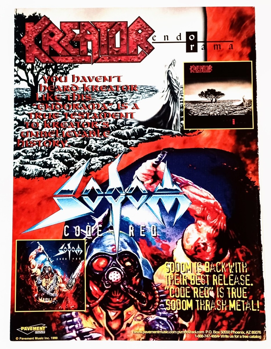 KREATOR ENDORAMA/SODOM CODE RED~1999 ALBUM PROMO POSTER~PRINT AD