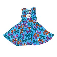 Dot Dot Smile Baby Girl 12/24M Blue Bow Print Tank Dress w/Attached Brief NEW