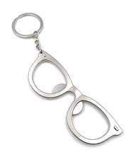 Portachiavi Grande Occhiali Argento Metallo Ciondolo Fascino