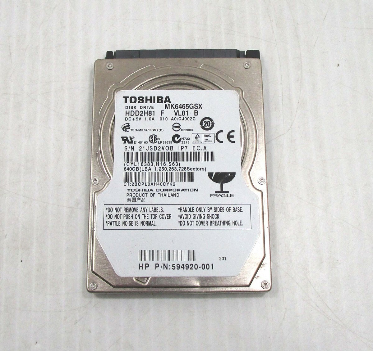 TOSHIBA HDD 4台 TOSHIBA MK6465GSX SATA 2.5
