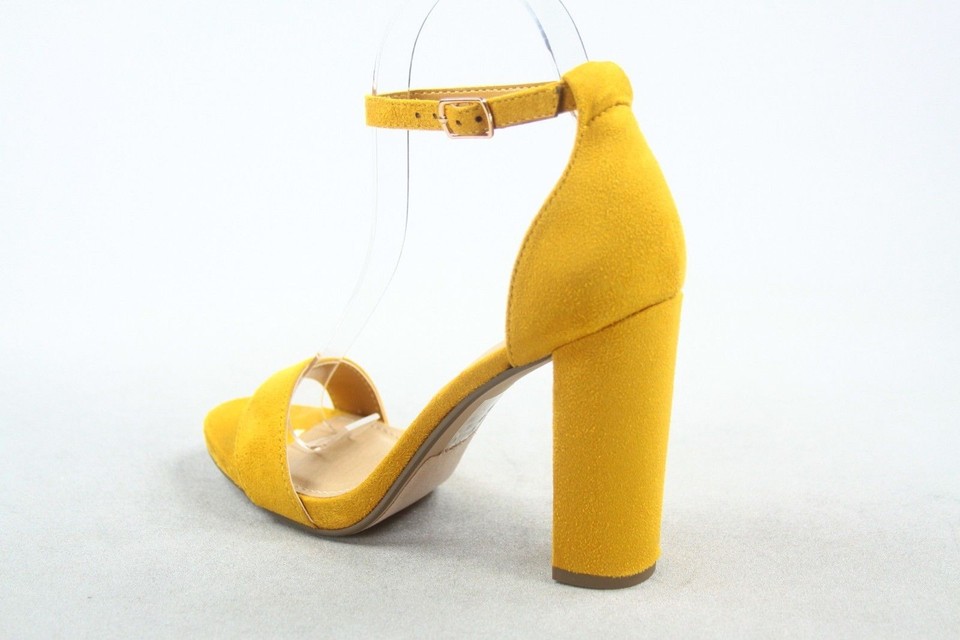 EVOLVE Womens Yellow Comfort Adjustable Strap Evolve Open Toe Stacked Heel Dress Sandals Shoes M