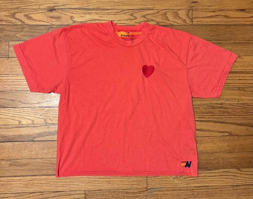Aviator Nation Red Heart Embroidery Boyfriend Tee (size: M) - great condition!
