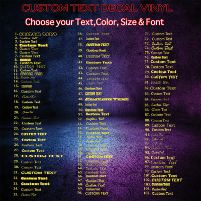 Custom Text Vinyl Lettering Sticker Decal Window +20 colors +100 FONTS +