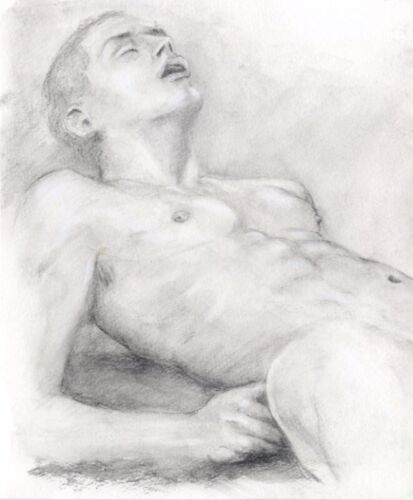 ECSTASY, drawing by The Artist Esteban 1/49/50, pencil, nude male