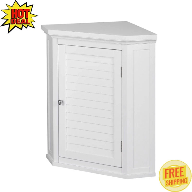 Wooden Removable Corner Wall Cabinet Shutter Door Storage Home