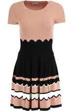 RED VALENTINO RIBBED COTTON MINI DRESS SMALL