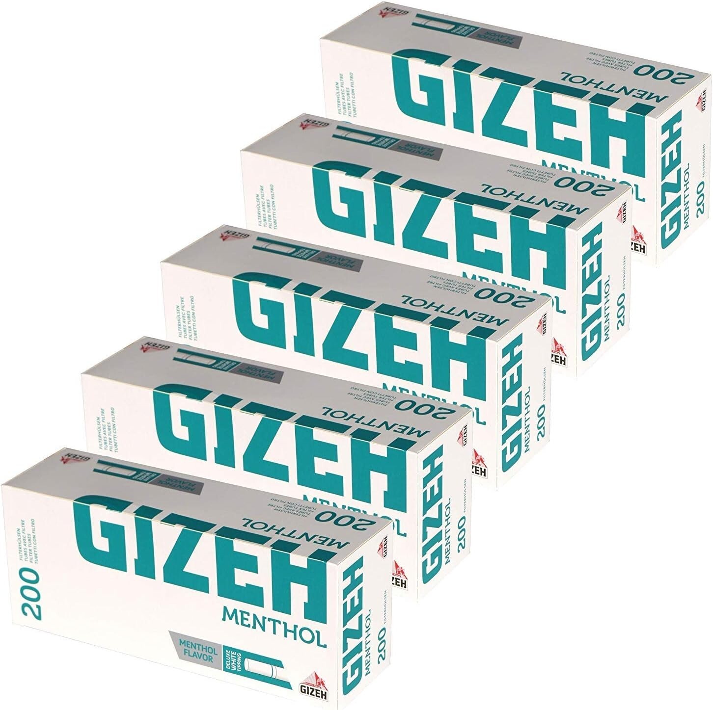 1000 TUBES Menthol GIZEH Cigarettes avec Filtre 5 X 200 ou 10 X 100