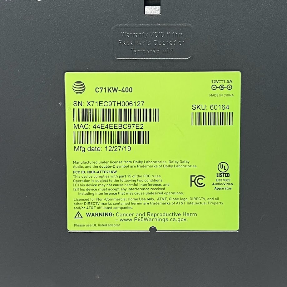 AT&T C71KW400 DirecTV Now Osprey Android TV OTT Box Streaming Player