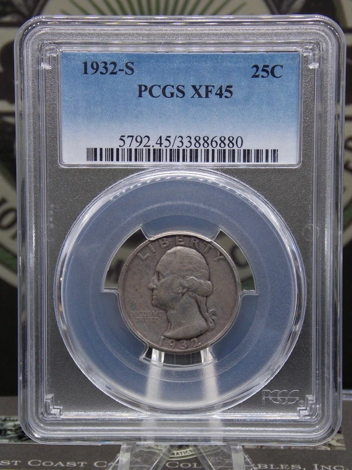 1932 "S" Washington SILVER Quarter 25c PCGS XF45 #880 **KEY DATE** ECC&C, Inc. - Image 3 of 4