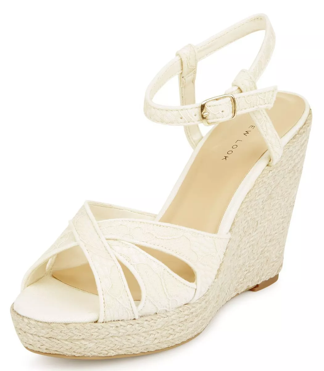 Cream strappy sales wedges