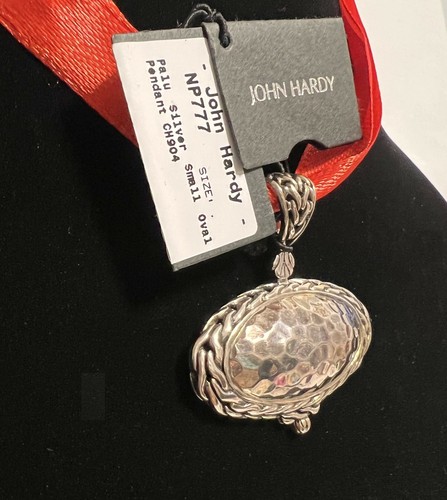SALE! $450 JOHN HARDY 925 Palu Silver Hammered Oval Stylish Pendant Women NWT - Imagen 2 de 10