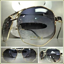 Men's Classic Vintage Retro Hip Hop RETRO Style SUN GLASSES Gold & Black Frame
