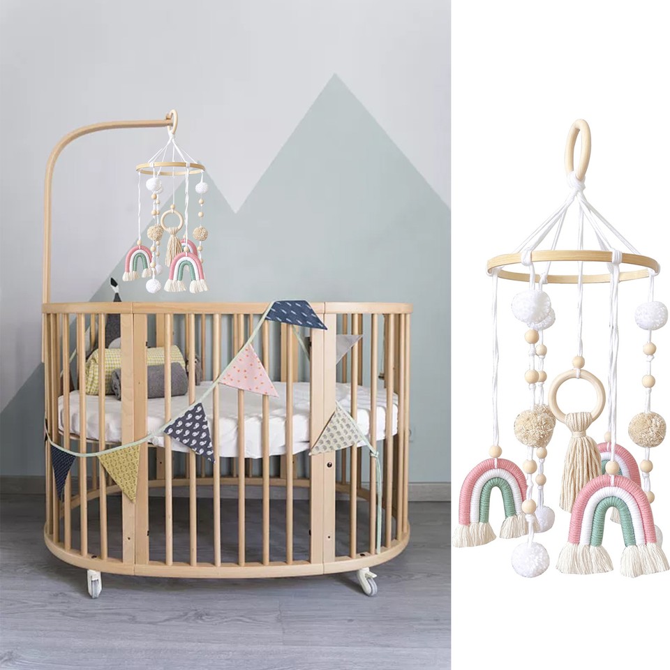 Boho Baby Mobile Baby Crib Mobile Nursery Cot Mobile Macrame Rainbow