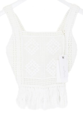 FORTE FORTE T-Shirt Damen Medium Ärmellos Kurz Gestrickt Weiß