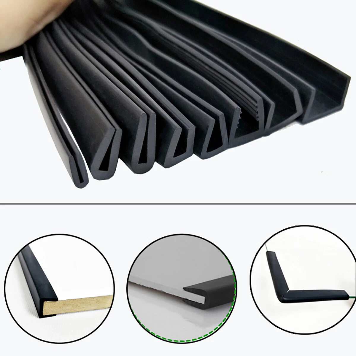 Black Rubber U Channel Edging Trim Seal Door Window Edge Protector Strip  U-shape