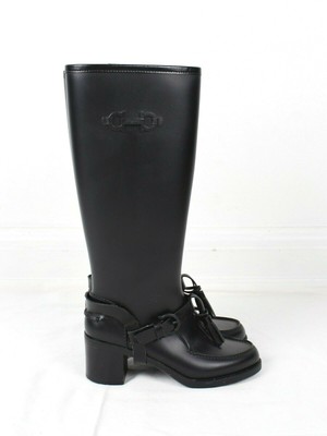 high heeled rubber boots