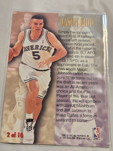 1994-95 Fleer #2 1st Year Phenoms Jason Kidd Dallas Mavericks RC Rookie Card - Picture 2 of 2