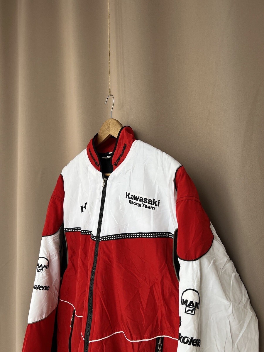 Kawasaki Racing Team Jacket White-Red Vintage Full Zip Size XL | eBay