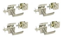  Satin Nickel Entry Door Locks Knobs Lever handle All Keyed Alike Brushed Nickel