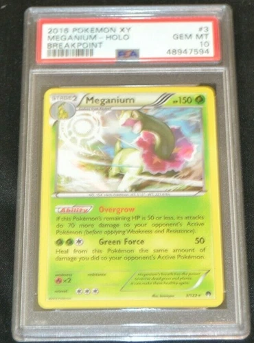 Holo Foil Meganium # 3/122 Breakpoint Set Pokemon Trading Cards PSA 10 GEM MINT