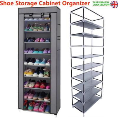 Tier Fabric Shoe Rack Free Standing Shoes Storage Cabinet with Dustproof  Cover UK