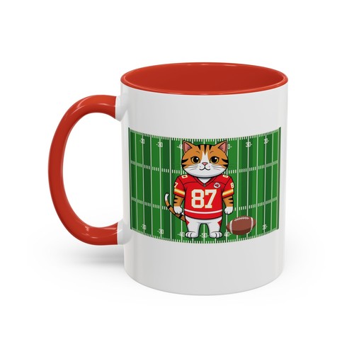 Football Cat Accent Coffee Mug for Pet Lovers, Game Day Mug, Sports Fan Gift, - Picture 4 of 10