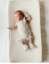 Goumi Baby Nursery Changing Pad Cover Bamboo Organic Cotton Cloud Ivory Cream