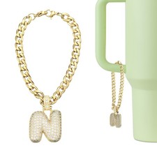 Letter Charm for Stanley Tumbler Cup, Bubble Cute Initial N Letter Charm, Gold