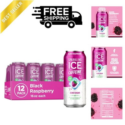 Sparkling Black Raspberry Water with Caffeine - 0g Carbs, 5 Calories, 12 Cans