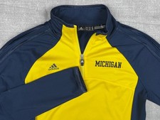 Adidas Michigan Wolverines Blue  Yellow 1/4 Zip Pullover Women's Small