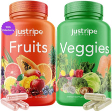 Fruits and Veggies Supplement - 90 Fruit and 90 Vegetable Capsules - 100 Whole