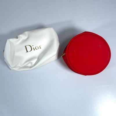 Christian Dior Makeup Cosmetic Pouch 2 set white red