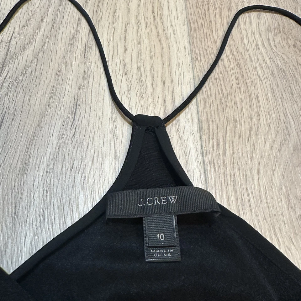 J.Crew 100% Silk Cami Tank Top Womens Size 14 Black V Neck Flowy Closet Staple - Image 2 of 4