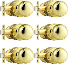 Passage Door Knobs Polished Brass Interior Hall/Closet Door Handles Keyless Lock
