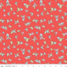 Fat Quarter Riley Blake Love Notes" Flowers Red Quilt Cotton
