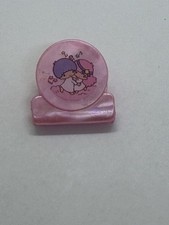 Vintage Sanrio Little Twin Stars Pink Pearl Shiny Clip Kiki  Lala Japan 80s