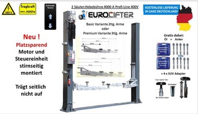 Original Eurolifter 2 Säulen Hebebühne 4to Auto- Entriegelung Platzsparend