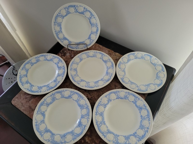 6 ~ Bread & Butter plates Wedgwood Patrician Kingston Blue & White 6 1/2” EUC*