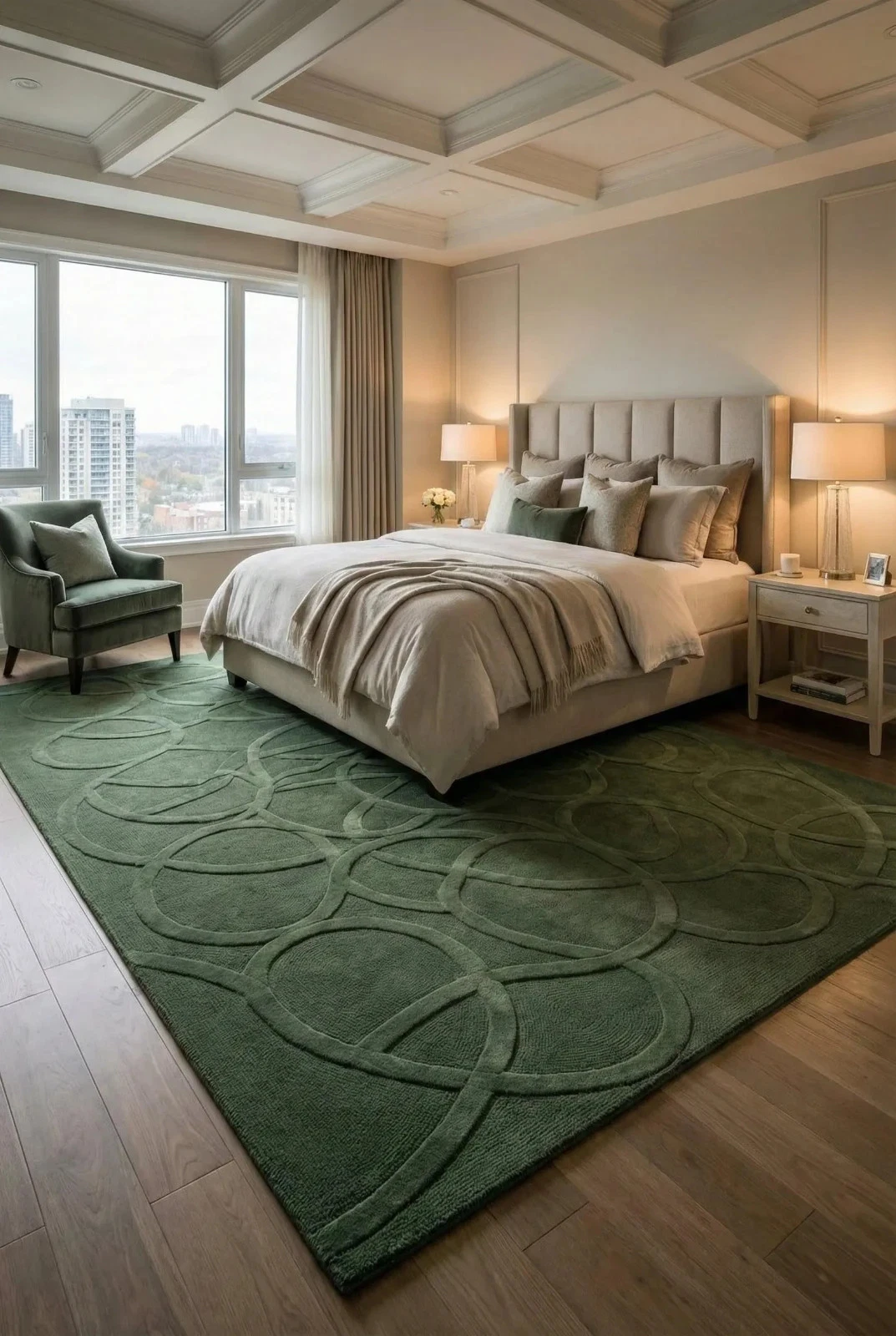 Luxury Green Hand Tufted Wool Rug for Bedroom | Modern Geometric Designer Carpet
Opens in a new wind