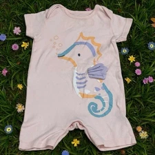 Mothercare Made With Love Seahorse Nautical Snap Close Jumper Girl's 9-12mo
