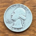 1953-D Washington Quarter 25c 90% Silver Coin Circulated Uncertified