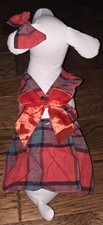 Brand New Small Dog/Pet Plaid Dress w/ Leash D-Ring  Hair Bow. Holiday Dress.
