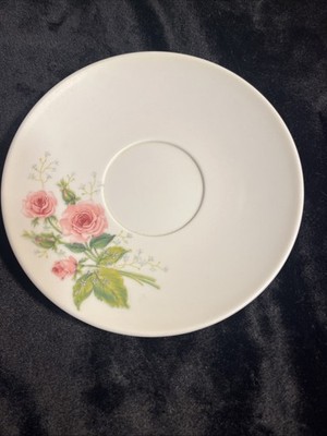 White Pink Rose Teacup Saucer  Sun Valley Melmac 6'', Mid Century RETRO