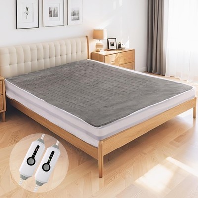 YAKEE Electric Mattress Pad Queen Size 60''x80'', Dual Control,Soft Colar Fleec...
