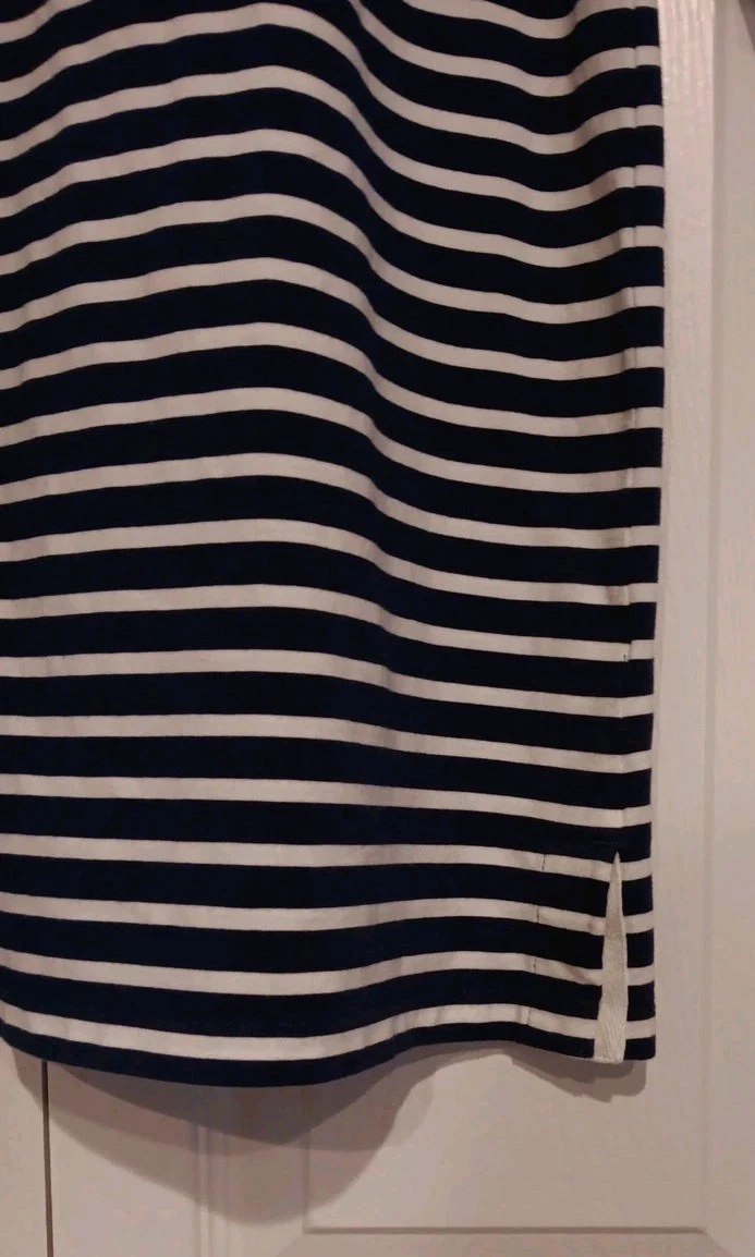 OFF WHITE Abito Vinyard Vines donna taglia M blu navy bianco sporco righe ginocchio costiero us intime ottimeioni