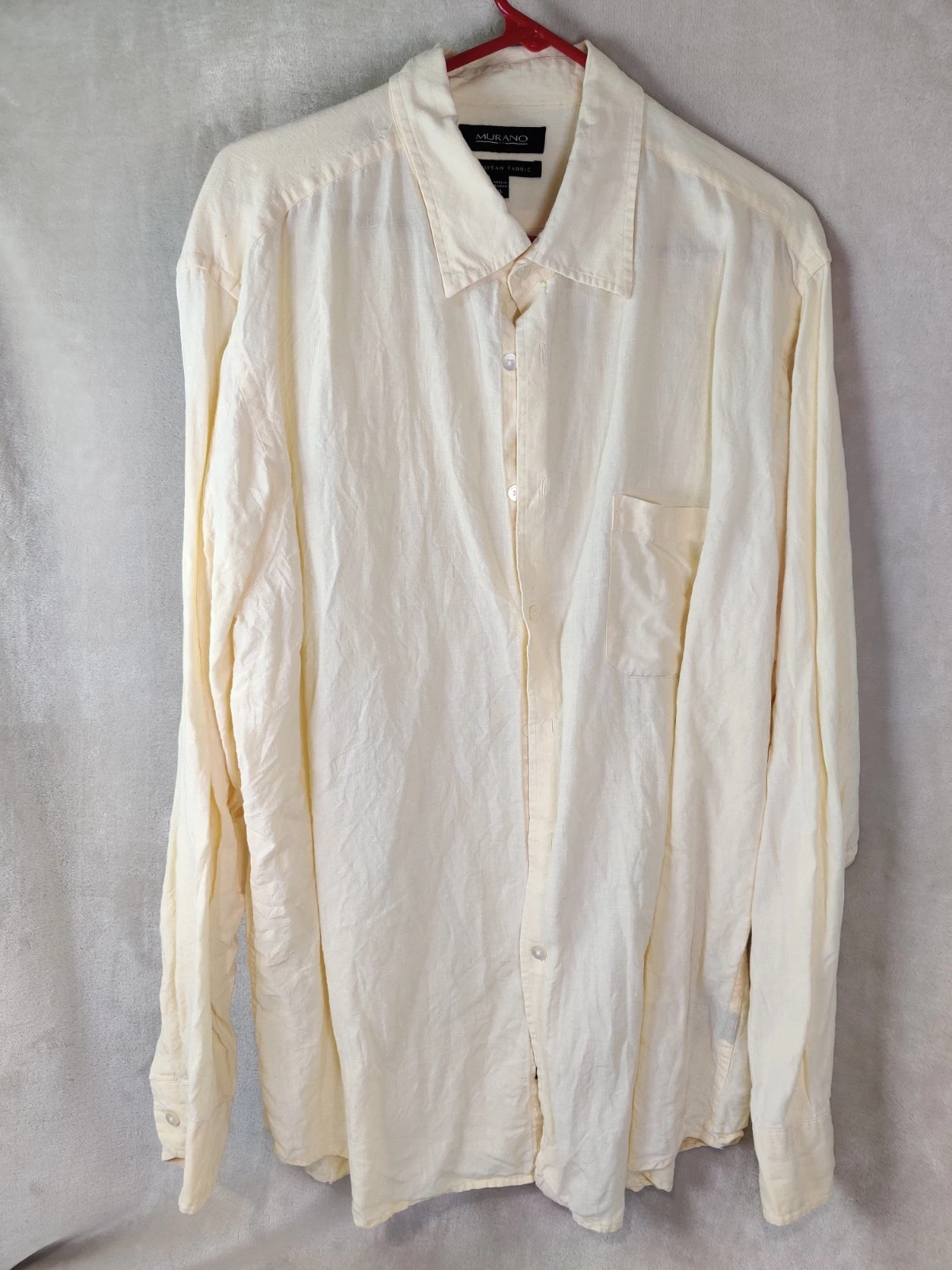 Murano Men's Shirt Size XL 100% Linen Light Yellow