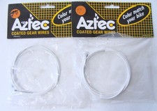~ NOS Pair (2) AZTEC Coated Gear Wires / Shift Cables 2 sided White 1400mm ~
