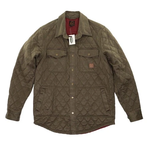 Overland Quilted Coated Cotton Shirt Jacket Men S Dark Olive NWT Deadstock - product listing photo