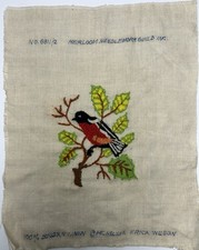 Erica Wilson Vintage Beautiful Completed Crewel Embroidery 1969 Bird-Nature